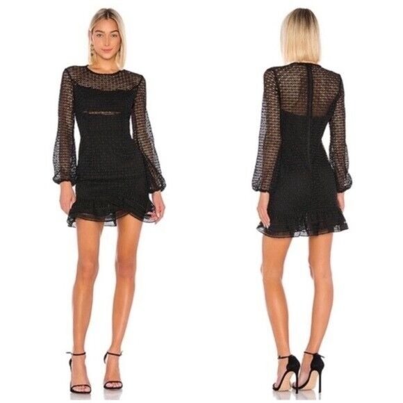 Bardot Women's Size US 6 / Small Black Lace Savannah Mini Dress - Picture 12 of 12